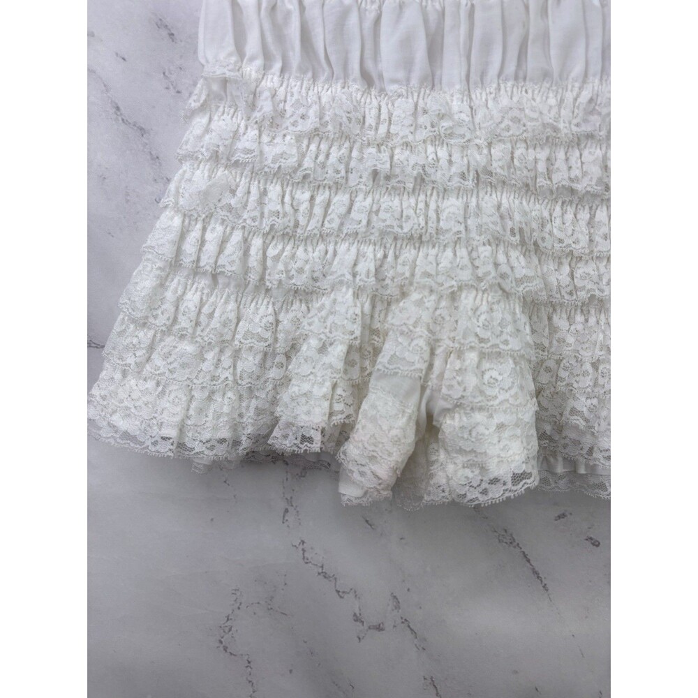 Vintage 60s Ruffled Bloomers kawaii White Pettipants M Coquette Poofy Ruffle - Picture 6 of 16